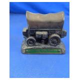Cast Metal Covered Wagon Coin Bank