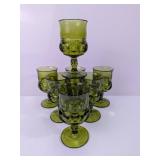 Green Stemmed Glasses Set