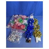 Mixed Christmas Gift Bows & Ribbon Wrap Lot