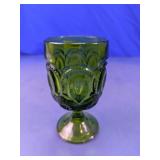 Green Pressed Glass Goblet