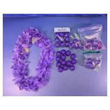 Purple Floral Garland & Ornament Lot