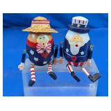 Wooden Patriotic Figurine Pair