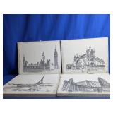 Collection of Cityscape Canvas Wall Art Lot