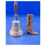 Avon Bell Decanter & Wooden Boot Decor