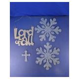 Silver Glitter Holiday Ornament Lot