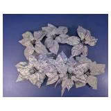 Silver Decorative Poinsettia Floral Picks