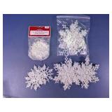 White Glitter Snowflake Ornaments Lot
