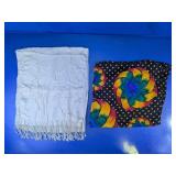 Colorful Pinwheel Print Scarf & White Shawl