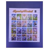Legends of Baseball USPS Stamp Sheet of 20