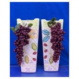Decorative Grape Glass Wall Pocket Vase Pair
