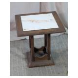 Wood Accent End Table with Faux Stone Top