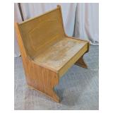 Vintage Wood Entryway Bench with High Backrest