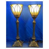 Ornate Bronze-Finish Buffet Accent Lamps Duo