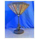 Vintage Mission Style Stained Glass Table Lamp