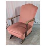Vintage Mauve Pink Fabric Platform Rocking Chair