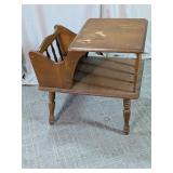 Vintage Wood End Table with Magazine Rack