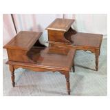 Vintage Wood 2-Tier Step End Tables