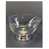 Clear Glass Pedestal Bowl with Silver Base