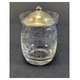 Etched Glass Condiment Jar with Metal Lid