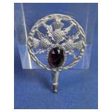 Silver Scottish Amethyst Thistle Pin