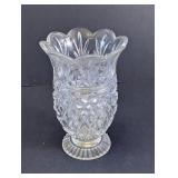 Pineapple Pattern Scalloped Rim Glass Vase