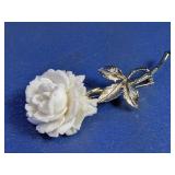 Vtg Signed Judy Lee Rose Brooch