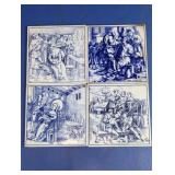 Delft Style Blue & White Ceramic Tiles Lot