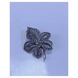 Sterling Silver Filigree Leaf Brooch