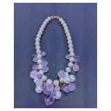 Pearl and Amethyst-Tone Cluster Necklace