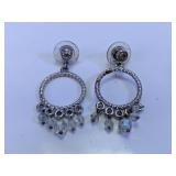 Twisted Hoop Crystal Drop Earrings