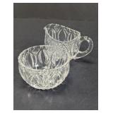 Clear Cut Glass Creamer and Sugar Bowl Set