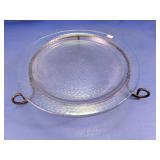 Glass Serving Tray with Metal Stand