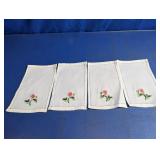 Floral Embroidered Linen Napkins Lot