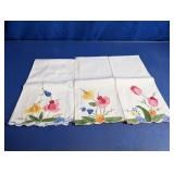 Floral Embroidered Linen Napkin Lot