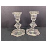Hexagonal Glass Taper Candle Holders
