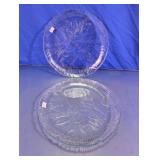 Vintage Floral Pattern Glass Serving Platters