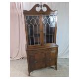 Vintage Wood Hutch China Display Cabinet