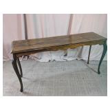 Wooden Console Table with Cabriole Legs