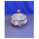 Pink Floral Covered Trinket Dish