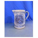 Blue Embossed Ceramic Pitcher