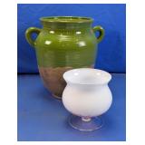 Vintage Glass Bowl & Ceramic Planter Duo