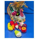 Ceramic Turkey Centerpiece with Faux Produce Lot