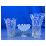 Pressed Glass Vase & Pedestal Bowl Assortment