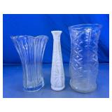 Clear Glass & Milk Glass Vase Assortment