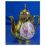 Gold Tone Floral Teapot