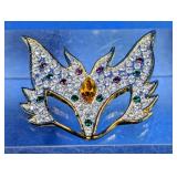 Crystal Mardi Gras Mask Brooch