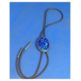 Sterling Azurite Inlay Western Bolo