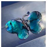 Vtg Abalone Butterfly Pin
