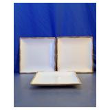 Clay Art Rattan Square Ceramic Plates Trio