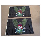 Motor Styles Skull Flag Pair
